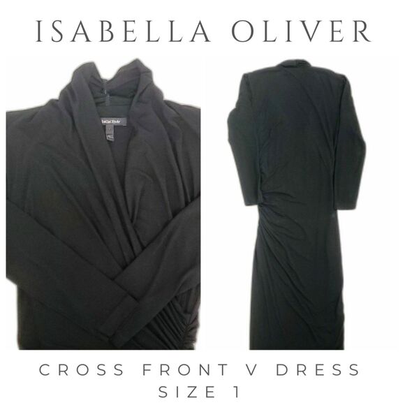 Isabella Oliver Women Cross Front V Dress Black Size 1 - Picture 1 of 7